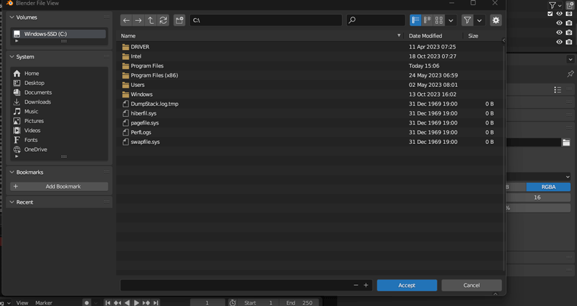 Blender document selection